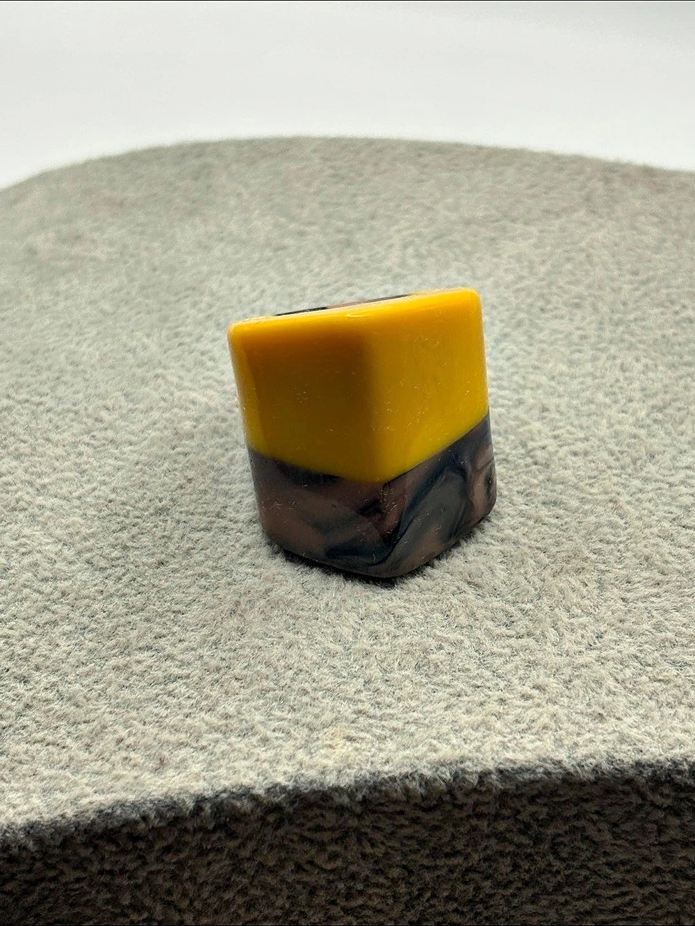 Color Block Abstract Ring Yellow & Brown size 8